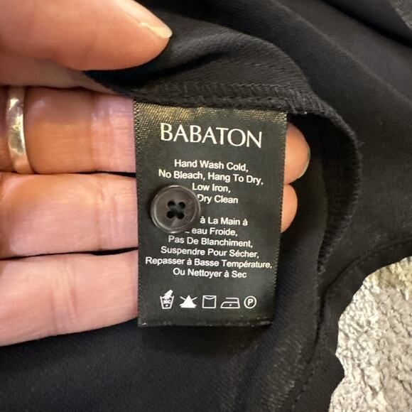 Aritzia‎ Babaton Women's Black Collarless Button Down Blouse Cropped Small - Picture 8 of 9
